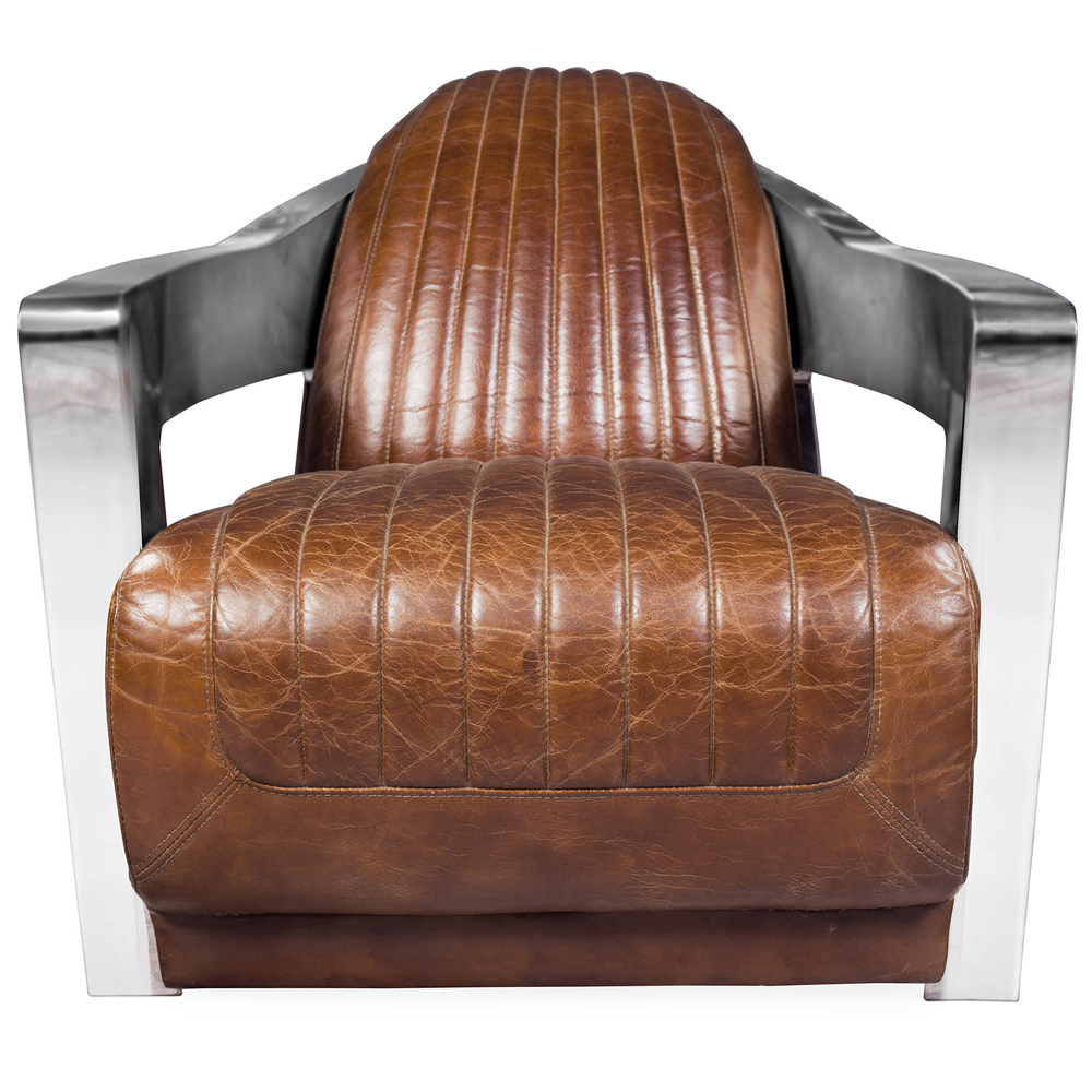  Buy 
Design Armchair with Armrests - Upholstered in Leather - Lounge Steel 48374 - in the UK