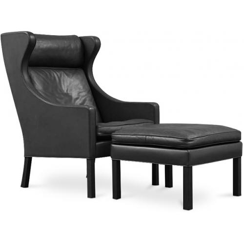  Buy Armchair with Footrest - Upholstered in Leather - Micah Black 15450 - in the UK