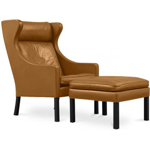  Buy Armchair with Footrest - Upholstered in Leather - Micah Light brown 15450 - in the UK