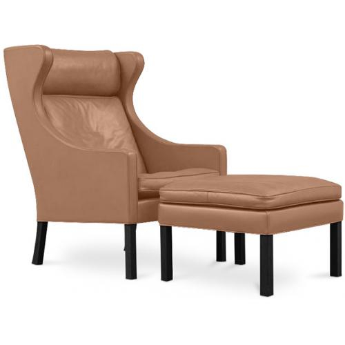  Buy Armchair with Footrest - Upholstered in Polyurethane Leather - Micah Light brown 15449 - in the UK
