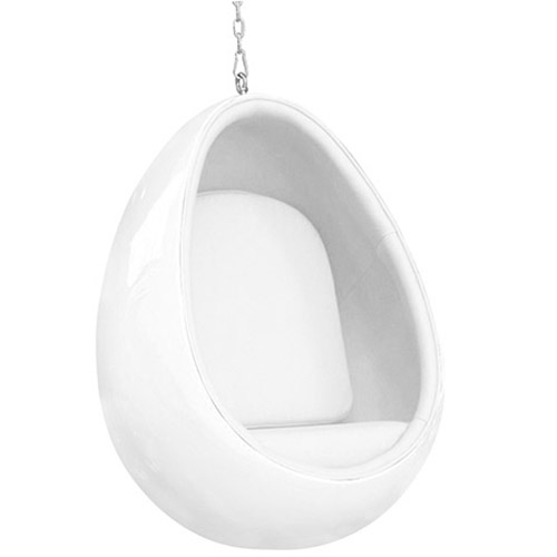  Buy Hanging Egg Design Armchair - Upholstered in Fabric - Eny White 16504 - in the UK