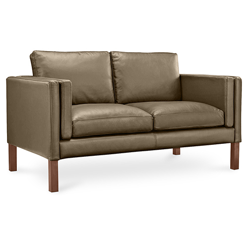  Buy Polyurethane Leather Upholstered Sofa - 2 Seater - Mordecai Taupe 13921 - in the UK