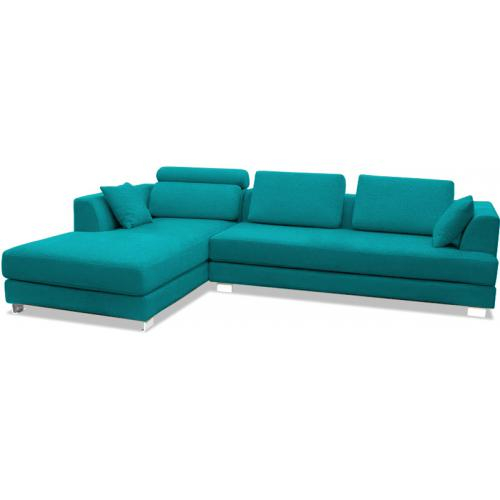  Buy Chaise longue with 3 seats - Upholstered in fabric - Boretti Turquoise 16613 - in the UK