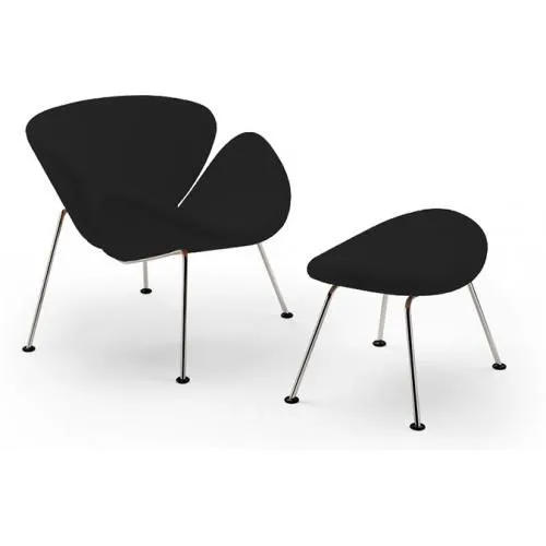 Designer Armchair with Footrest - Upholstered in Leather - Chunk image 8