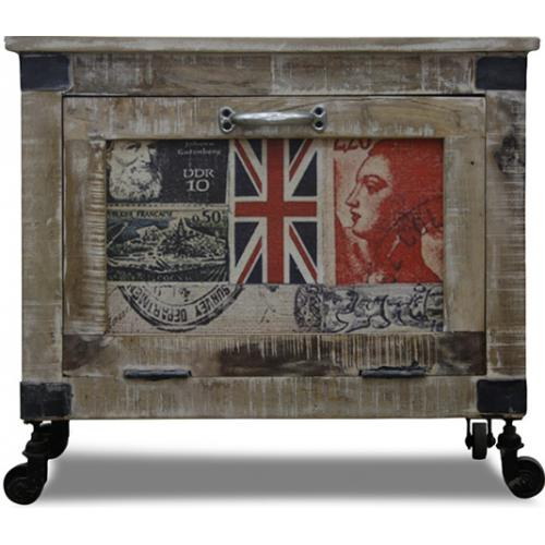 Buy Wooden Vintage Industrial Stamp table Natural wood 51316 - in the UK