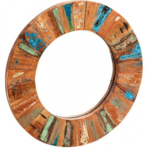  Buy Vintage Round recycled wooden mirror Multicolour 58504 - in the UK