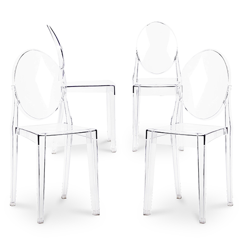  Buy Pack of 4 Dining Chairs Transparent - Victoria Queen Transparent 16459 - in the UK