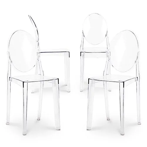 Pack of 4 Dining Chairs Transparent - Victoria Queen image 8