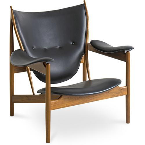  Buy Design Armchair with Armrests - Wood and Leather - Captain Black 58425 - in the UK