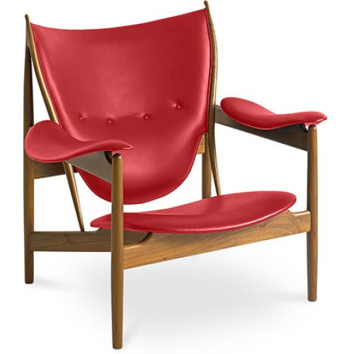  Buy Design Armchair with Armrests - Wood and Leather - Captain Red 58425 - in the UK