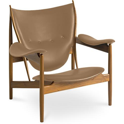  Buy Design Armchair with Armrests - Wood and Leather - Captain Brown 58425 - in the UK