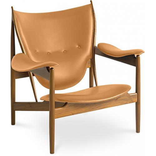 Buy Design Armchair with Armrests - Wood and Leather - Captain Light brown 58425 - in the UK