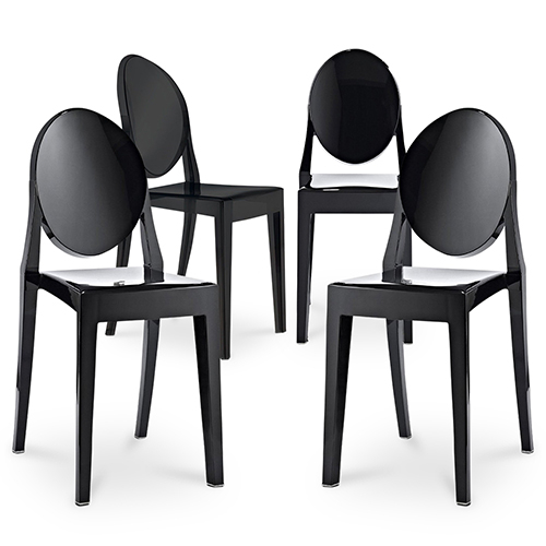  Buy Pack of 4 Dining Chairs Transparent - Victoria Queen Black 16459 - in the UK