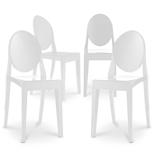  Buy Pack of 4 Dining Chairs Transparent - Victoria Queen White 16459 - in the UK