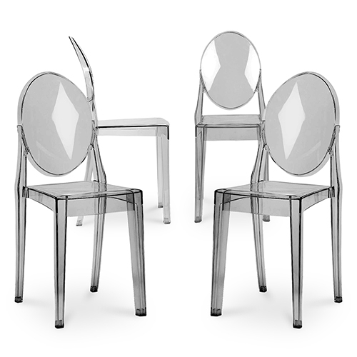  Buy Pack of 4 Dining Chairs Transparent - Victoria Queen Grey transparent 16459 - in the UK
