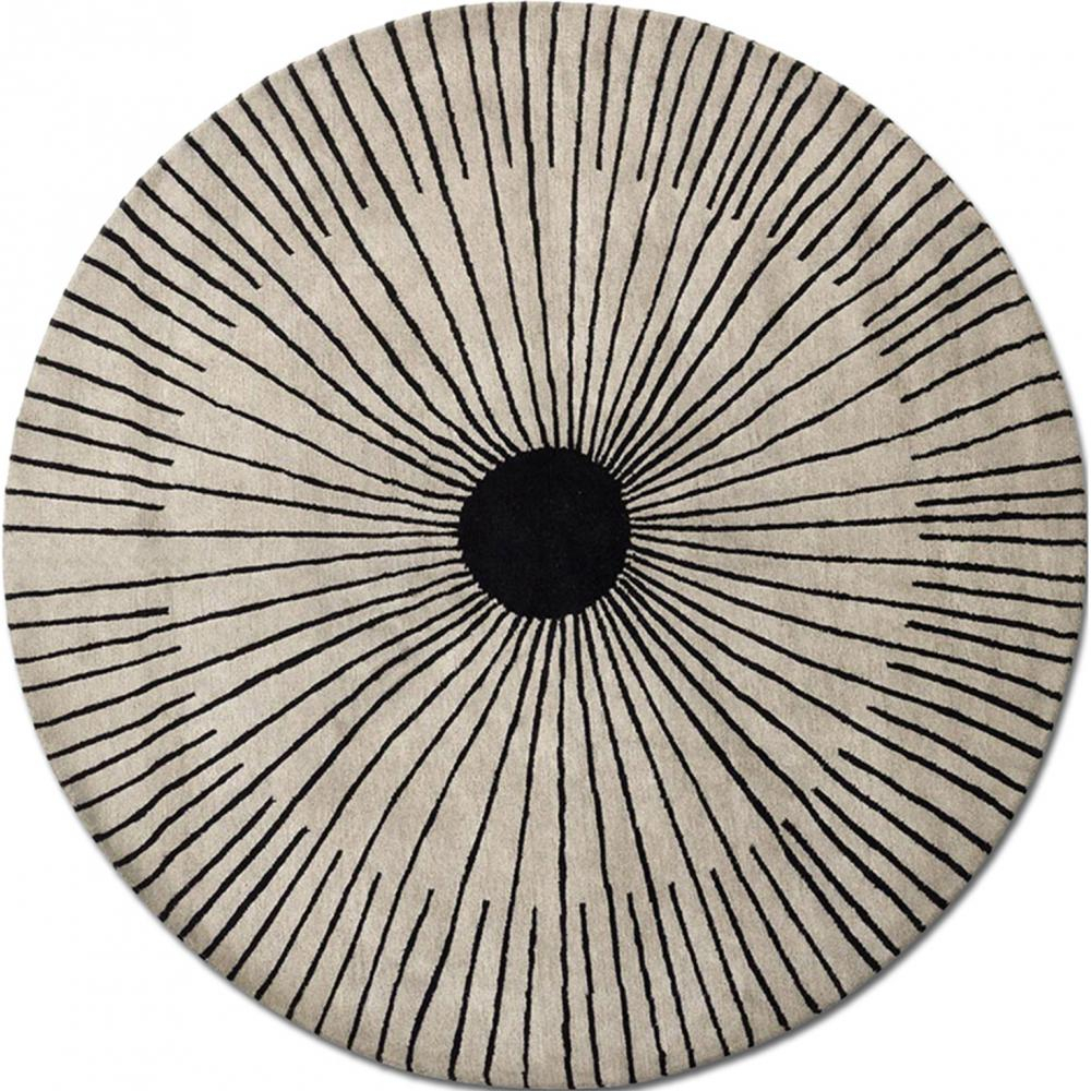  Buy Round Design Rug - Wool - Iris Beige / Black 21716 - in the UK