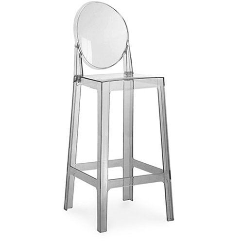  Buy Bar Stool with Backrest - Transparent Design - 75cm - Victoria Queen Grey transparent 58924 - in the UK