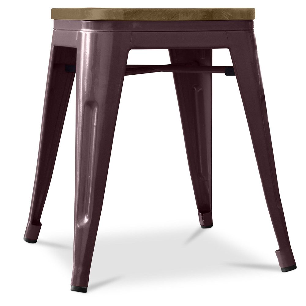 Industrial Design Stool - Wood & Steel - 45cm -Stylix image 8