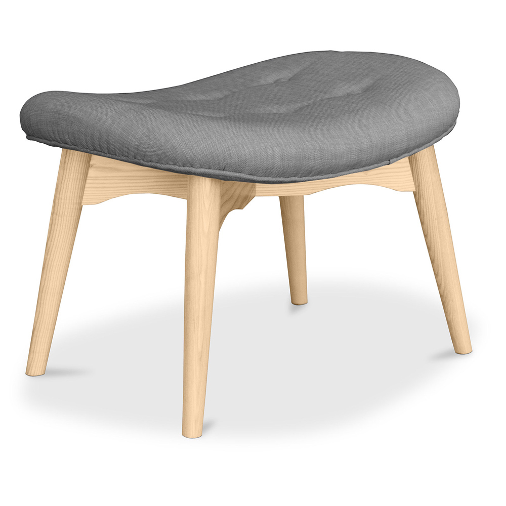  Buy Ottoman upholstered in linen - Scandinavian design - Wood - Kontor Dark grey 59019 - in the UK