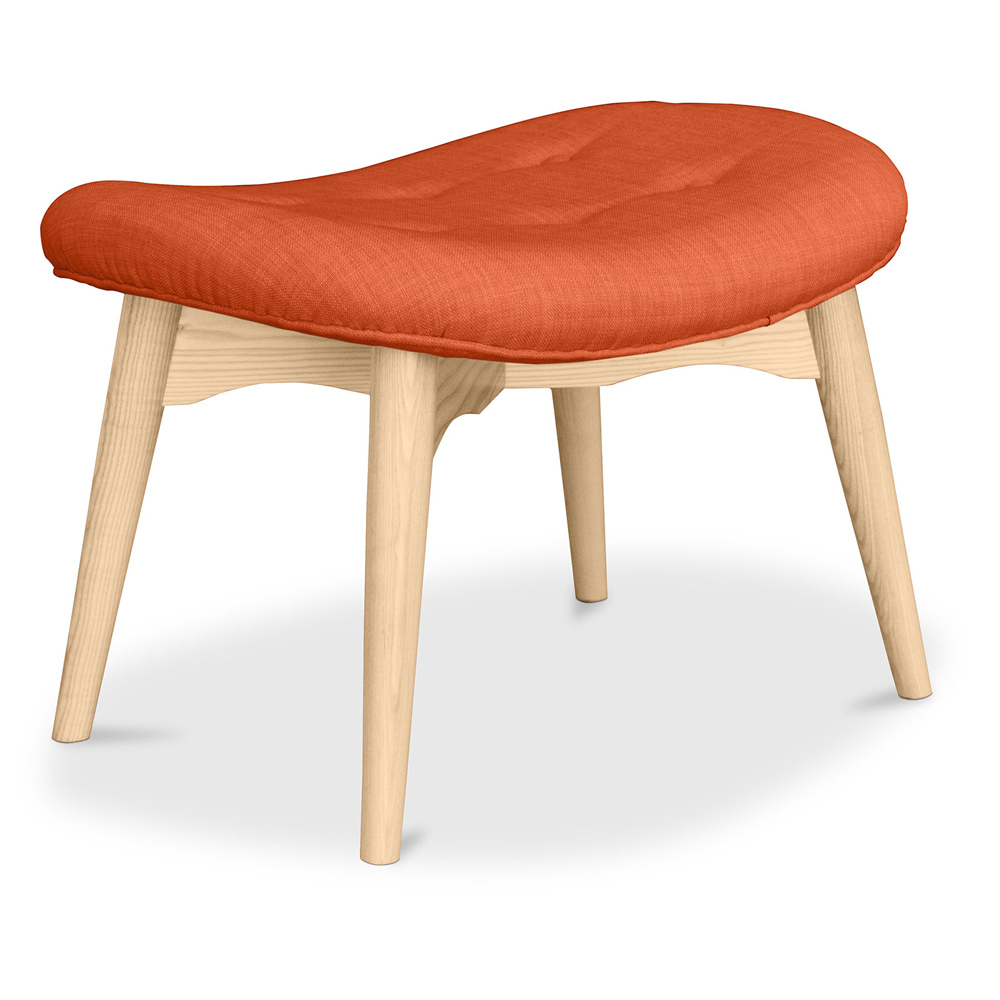  Buy Ottoman upholstered in linen - Scandinavian design - Wood - Kontor Orange 59019 - in the UK