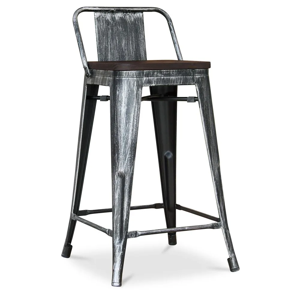 Industrial Design Bar Stool with Backrest - Wood & Steel - 60 cm - Stylix image 8