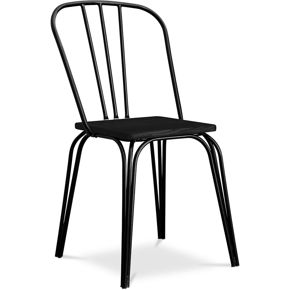  Buy Industrial Style Metal and Dark Wood Chair - Lillor Black 59241 - in the UK