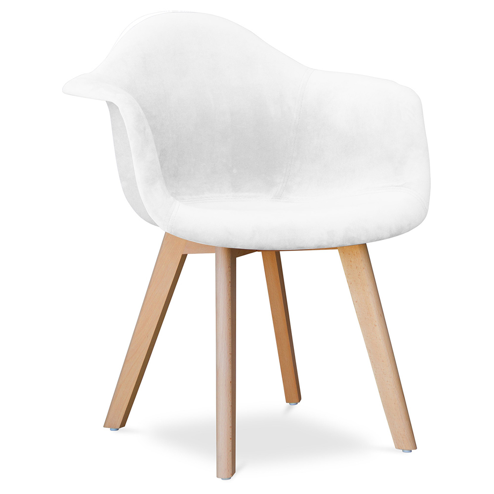  Buy Dining Chair with Armrests - Upholstered in Velvet - Dawick White 59263 - in the UK
