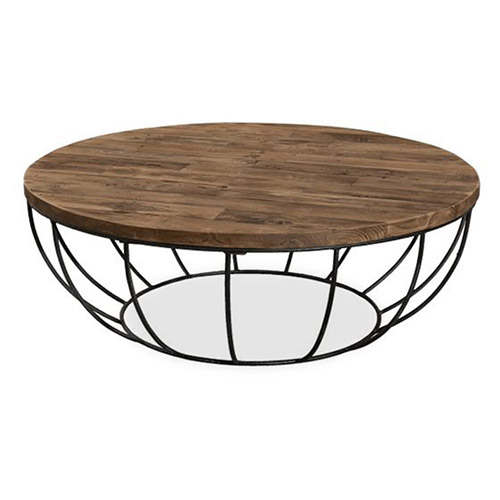  Buy Round Coffee Table - Industrial Design - Wood and Metal - Els Natural wood 59283 - in the UK