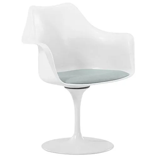 Dining Chair with Armrests - White Swivel Chair -Tulipan image 8