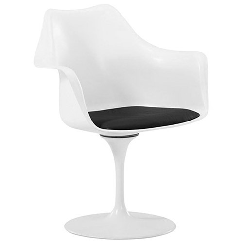  Buy Dining Chair with Armrests - White Swivel Chair -Tulipan Black 59259 - in the UK