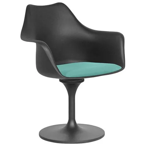Dining Chair with Armrests - Black Swivel Chair - Tulipan image 8
