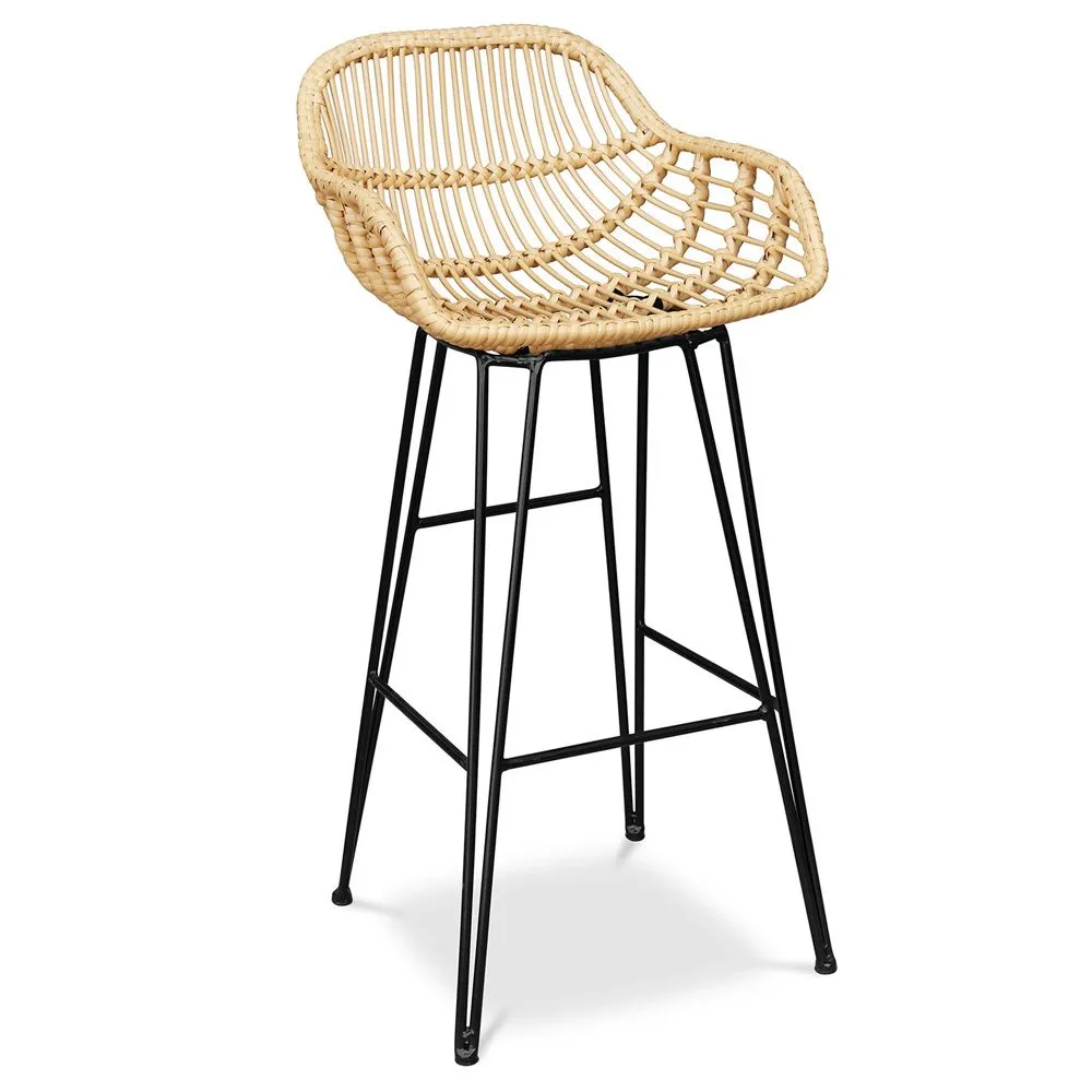 Rattan Bar Stool with Armrests - Boho Bali Style - 75cm - Many image 8