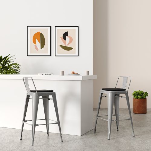 Bar Stool with Backrest Industrial Design 60cm Stylix Privatefloor