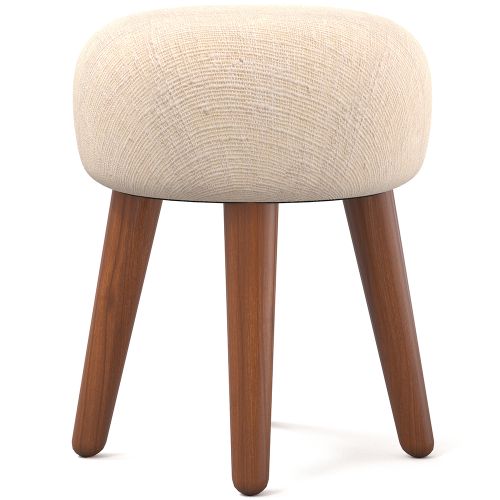 Buy Round Stool Upholstered in Fabric Boho Bali Style Hiwal