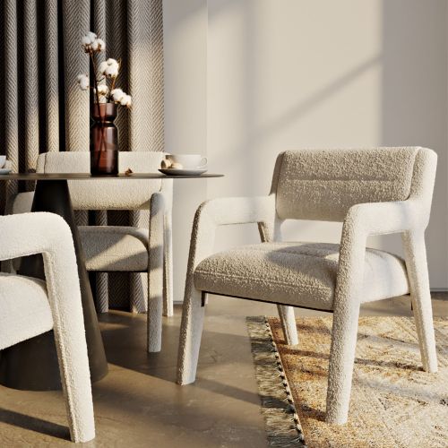 Cb2 boucle cheap dining chair