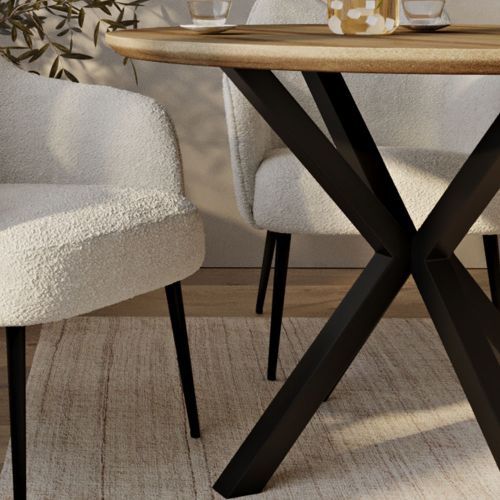 Industrial round store dining table set