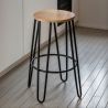 Round Stool - Industrial Design - Wood & Metal - 66cm - Hairpin image 7