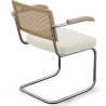 Dining Chair with Armrests - Upholstered in Bouclé Fabric - Wood and Rattan - Birey image 7