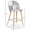 Patchwork Upholstered Stool - Scandinavian Style - Black and White - 66cm -  Evelyne image 7