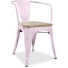 Buy Stylix Chair with Armrest - Metal and Light Wood Pastel pink 59711