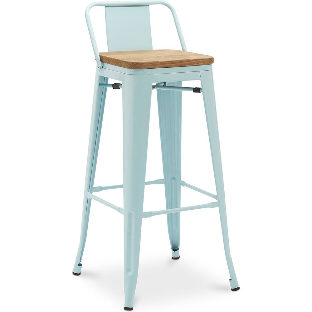 Bar Stool with Backrest - Industrial Design - Wood & Steel - 76cm - New Edition - Stylix image 8
